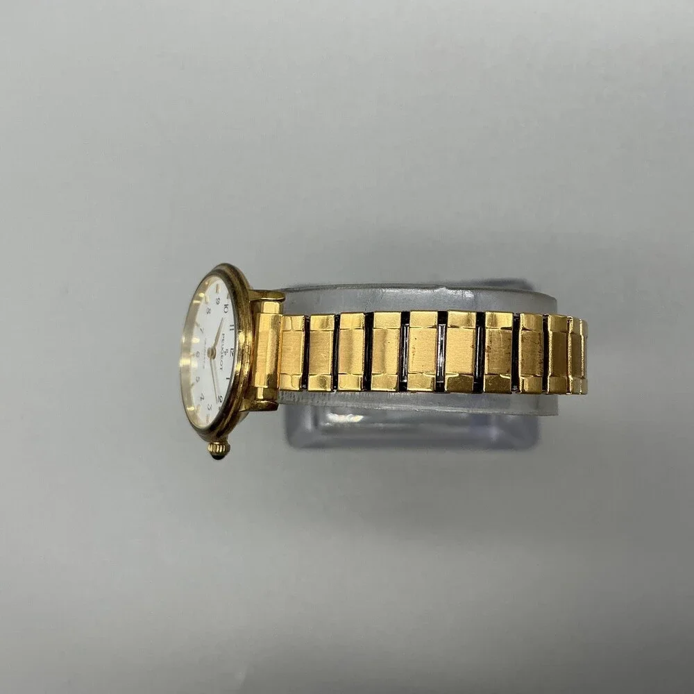 Vintage Peugeot Womens Watch 24mm White Dial Gold Tone Stretch New Battery